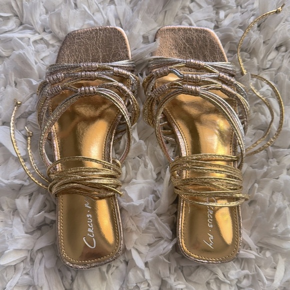 Sam Edelman Circus NY Jocelyn Metallic Strappy Sandal with Ankle Ties - Picture 7 of 10